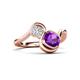 3 - Nerida 1.25 ctw Cushion Shape Amethyst (6.00 mm) and Princess Shape Lab Grown Diamond Women Toi Et Moi Wave Engagement Ring 