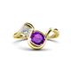 1 - Nerida 1.25 ctw Cushion Shape Amethyst (6.00 mm) and Princess Shape Lab Grown Diamond Women Toi Et Moi Wave Engagement Ring 
