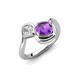 4 - Nerida 1.25 ctw Cushion Shape Amethyst (6.00 mm) and Princess Shape Lab Grown Diamond Women Toi Et Moi Wave Engagement Ring 