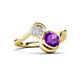 3 - Nerida 1.25 ctw Cushion Shape Amethyst (6.00 mm) and Princess Shape Lab Grown Diamond Women Toi Et Moi Wave Engagement Ring 