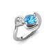 4 - Nerida 1.65 ctw Cushion Shape Blue Topaz (6.00 mm) and Princess Shape Lab Grown Diamond Women Toi Et Moi Wave Engagement Ring 