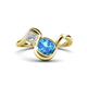 1 - Nerida 1.65 ctw Cushion Shape Blue Topaz (6.00 mm) and Princess Shape Lab Grown Diamond Women Toi Et Moi Wave Engagement Ring 