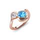 4 - Nerida 1.65 ctw Cushion Shape Blue Topaz (6.00 mm) and Princess Shape Lab Grown Diamond Women Toi Et Moi Wave Engagement Ring 