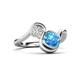 3 - Nerida 1.65 ctw Cushion Shape Blue Topaz (6.00 mm) and Princess Shape Lab Grown Diamond Women Toi Et Moi Wave Engagement Ring 