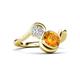 3 - Nerida 1.25 ctw Cushion Shape Citrine (6.00 mm) and Princess Shape Lab Grown Diamond Women Toi Et Moi Wave Engagement Ring 