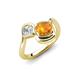4 - Nerida 1.25 ctw Cushion Shape Citrine (6.00 mm) and Princess Shape Lab Grown Diamond Women Toi Et Moi Wave Engagement Ring 