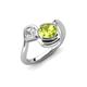 4 - Nerida 1.50 ctw Cushion Shape Peridot (6.00 mm) and Princess Shape Lab Grown Diamond Women Toi Et Moi Wave Engagement Ring 