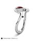 5 - Nerida 1.60 ctw Cushion Shape Red Garnet (6.00 mm) and Princess Shape Lab Grown Diamond Women Toi Et Moi Wave Engagement Ring 
