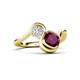 3 - Nerida 1.60 ctw Cushion Shape Rhodolite Garnet (6.00 mm) and Princess Shape Lab Grown Diamond Women Toi Et Moi Wave Engagement Ring 
