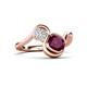 3 - Nerida 1.60 ctw Cushion Shape Rhodolite Garnet (6.00 mm) and Princess Shape Lab Grown Diamond Women Toi Et Moi Wave Engagement Ring 