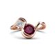 1 - Nerida 1.60 ctw Cushion Shape Rhodolite Garnet (6.00 mm) and Princess Shape Lab Grown Diamond Women Toi Et Moi Wave Engagement Ring 