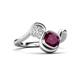 3 - Nerida 1.60 ctw Cushion Shape Rhodolite Garnet (6.00 mm) and Princess Shape Lab Grown Diamond Women Toi Et Moi Wave Engagement Ring 