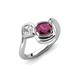 4 - Nerida 1.60 ctw Cushion Shape Rhodolite Garnet (6.00 mm) and Princess Shape Lab Grown Diamond Women Toi Et Moi Wave Engagement Ring 