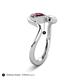 5 - Nerida 1.60 ctw Cushion Shape Rhodolite Garnet (6.00 mm) and Princess Shape Lab Grown Diamond Women Toi Et Moi Wave Engagement Ring 