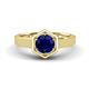 1 - Dinah 1.15 ct Created Blue Sapphire Women Hexagonal Signet Solitaire Engagement Ring 