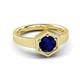 3 - Dinah 1.15 ct Created Blue Sapphire Women Hexagonal Signet Solitaire Engagement Ring 