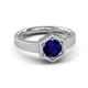 3 - Dinah 1.15 ct Created Blue Sapphire Women Hexagonal Signet Solitaire Engagement Ring 