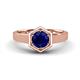 1 - Dinah 1.15 ct Created Blue Sapphire Women Hexagonal Signet Solitaire Engagement Ring 