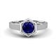 1 - Dinah 1.15 ct Created Blue Sapphire Women Hexagonal Signet Solitaire Engagement Ring 