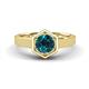 1 - Dinah 0.80 ct Blue Diamond Women Hexagonal Signet Solitaire Engagement Ring 