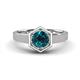 1 - Dinah 0.80 ct Blue Diamond Women Hexagonal Signet Solitaire Engagement Ring 