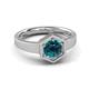 3 - Dinah 0.80 ct Blue Diamond Women Hexagonal Signet Solitaire Engagement Ring 