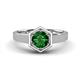 1 - Dinah 0.85 ct Created Emerald Women Hexagonal Signet Solitaire Engagement Ring 