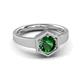 3 - Dinah 0.85 ct Created Emerald Women Hexagonal Signet Solitaire Engagement Ring 