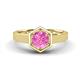 1 - Dinah 1.20 ct Created Pink Sapphire Women Hexagonal Signet Solitaire Engagement Ring 