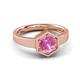 3 - Dinah 1.20 ct Created Pink Sapphire Women Hexagonal Signet Solitaire Engagement Ring 