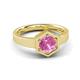 3 - Dinah 1.20 ct Created Pink Sapphire Women Hexagonal Signet Solitaire Engagement Ring 
