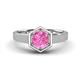 1 - Dinah 1.20 ct Created Pink Sapphire Women Hexagonal Signet Solitaire Engagement Ring 
