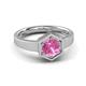 3 - Dinah 1.20 ct Created Pink Sapphire Women Hexagonal Signet Solitaire Engagement Ring 