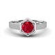 1 - Dinah 0.95 ct Created Ruby Women Hexagonal Signet Solitaire Engagement Ring 