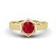 1 - Dinah 0.95 ct Created Ruby Women Hexagonal Signet Solitaire Engagement Ring 