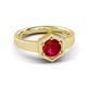 3 - Dinah 0.95 ct Created Ruby Women Hexagonal Signet Solitaire Engagement Ring 