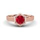1 - Dinah 0.95 ct Created Ruby Women Hexagonal Signet Solitaire Engagement Ring 
