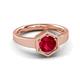 3 - Dinah 0.95 ct Created Ruby Women Hexagonal Signet Solitaire Engagement Ring 