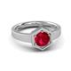 3 - Dinah 0.95 ct Created Ruby Women Hexagonal Signet Solitaire Engagement Ring 