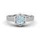 1 - Dinah 0.87 ct Aquamarine Women Hexagonal Signet Solitaire Engagement Ring 