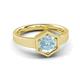 3 - Dinah 0.87 ct Aquamarine Women Hexagonal Signet Solitaire Engagement Ring 