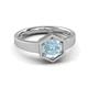 3 - Dinah 0.87 ct Aquamarine Women Hexagonal Signet Solitaire Engagement Ring 