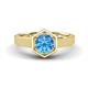 1 - Dinah 0.95 ct Blue Topaz Women Hexagonal Signet Solitaire Engagement Ring 