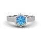 1 - Dinah 0.95 ct Blue Topaz Women Hexagonal Signet Solitaire Engagement Ring 