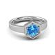 3 - Dinah 0.95 ct Blue Topaz Women Hexagonal Signet Solitaire Engagement Ring 