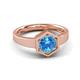 3 - Dinah 0.95 ct Blue Topaz Women Hexagonal Signet Solitaire Engagement Ring 