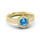 3 - Dinah 0.95 ct Blue Topaz Women Hexagonal Signet Solitaire Engagement Ring 