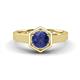 1 - Dinah 0.80 ct Iolite Women Hexagonal Signet Solitaire Engagement Ring 