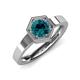4 - Dinah 0.80 ct Blue Diamond Women Hexagonal Signet Solitaire Engagement Ring 