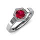 4 - Dinah 0.95 ct Created Ruby Women Hexagonal Signet Solitaire Engagement Ring 